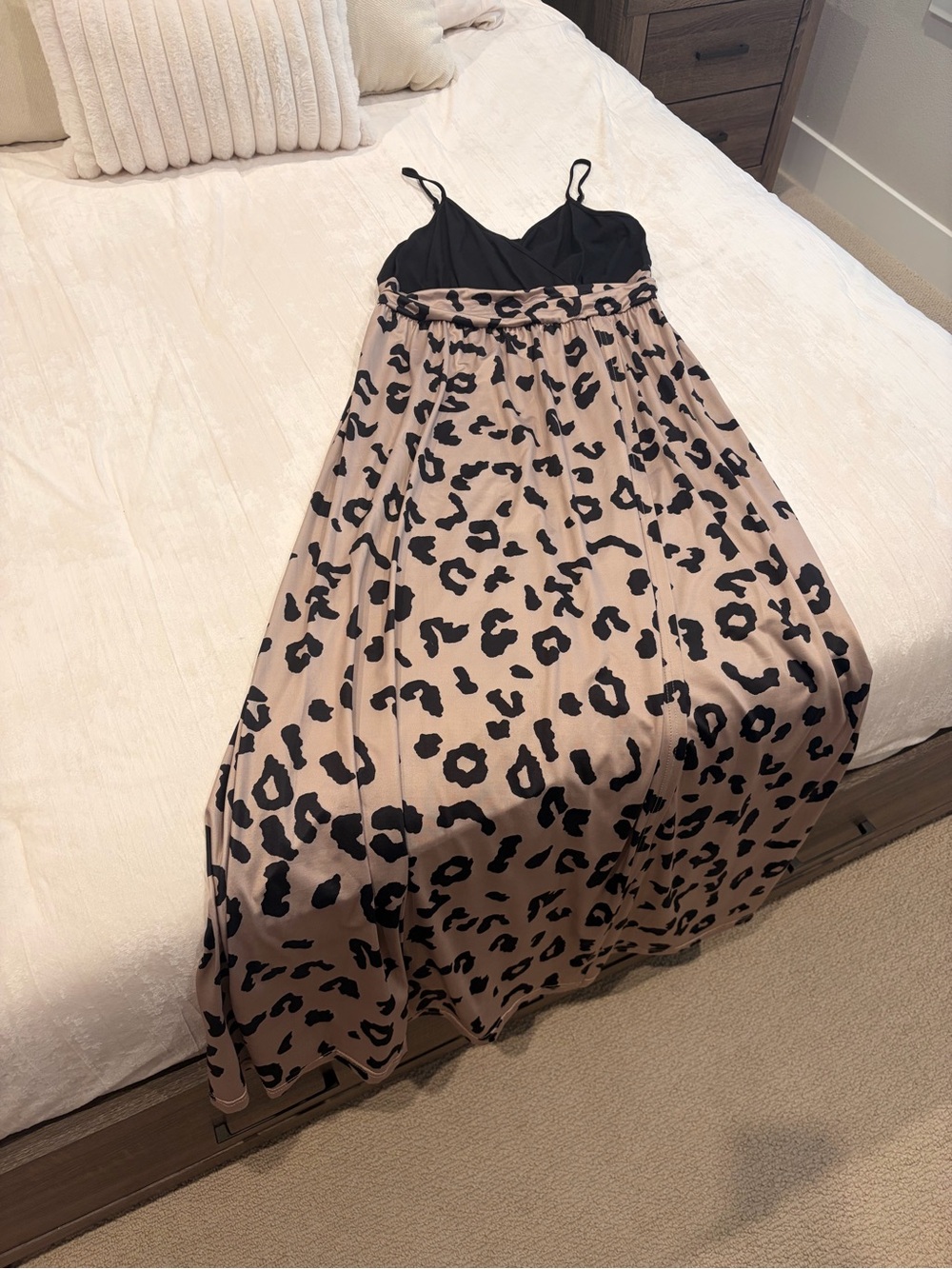 Black & Tan Leopard Print Maxi Dress